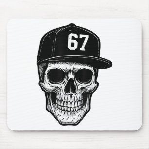 67 Skull Halloween Brainrot Meme Six Seven Kids Sk Mouse Mat