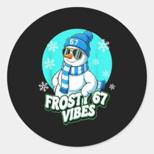 67 Snowman Vibes Winter Six Seven Christmas Meme K Classic Round Sticker