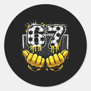67 Soccer Number Goalkeeper Drip Glove Classic Round Sticker