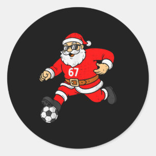 67 Soccer Santa Six Seven Meme Christmas Sport Men Classic Round Sticker