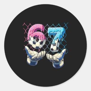 67 Soccer Six Seven Meme Kids Football Funny Ice C Classic Round Sticker