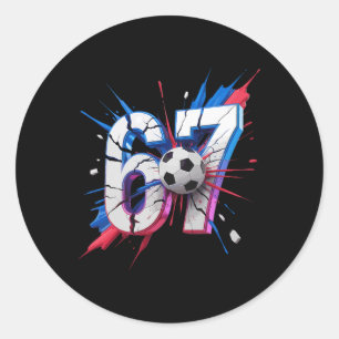 67 Soccer Smash Number Sixty Seven Impact Birthday Classic Round Sticker