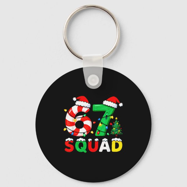 67 Squad Christmas Candy Cane Six Seven Meme Xmas  Key Ring (Front)