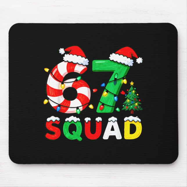 67 Squad Christmas Candy Cane Six Seven Meme Xmas  Mouse Mat (Front)