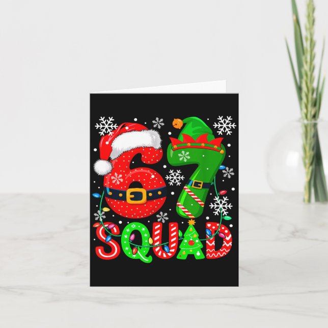67 Squad Christmas Santa Elf Colorful Costume Kids Card (Front)