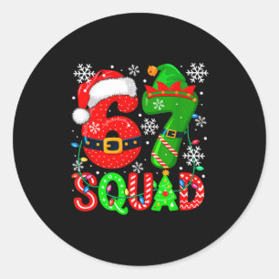 67 Squad Christmas Santa Elf Colorful Costume Kids Classic Round Sticker