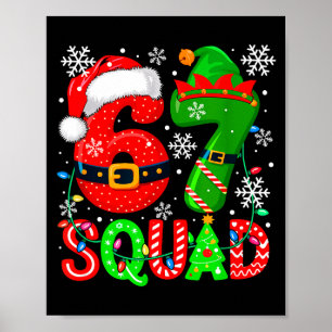 67 Squad Christmas Santa Elf Colorful Costume Kids Poster