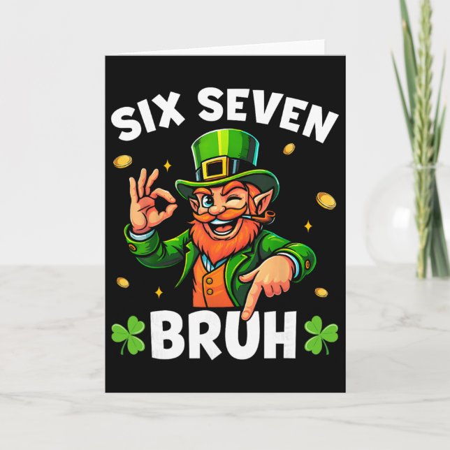 67 St Patricks Funny Six Seven Meme Leprechaun Boy Card (Front)