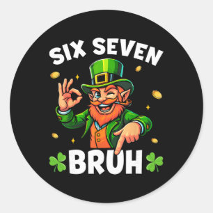 67 St Patricks Funny Six Seven Meme Leprechaun Boy Classic Round Sticker