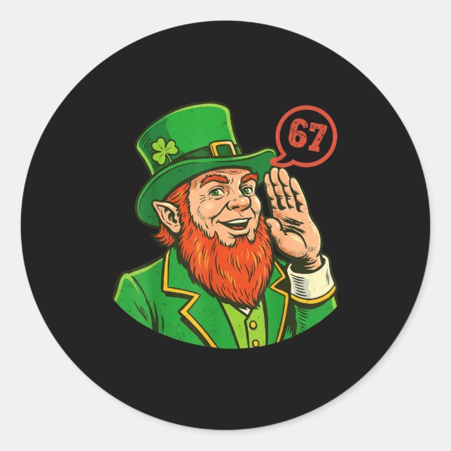 67 St Patricks Funny Six Seven Meme Leprechaun Boy Classic Round Sticker (Front)