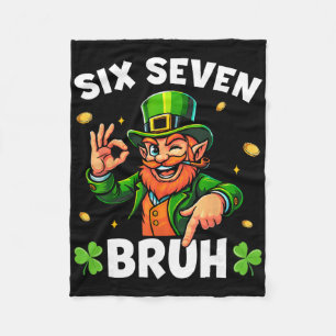 67 St Patricks Funny Six Seven Meme Leprechaun Boy Fleece Blanket