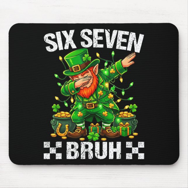 67 St Patricks Funny Six Seven Meme Leprechaun Boy Mouse Mat (Front)