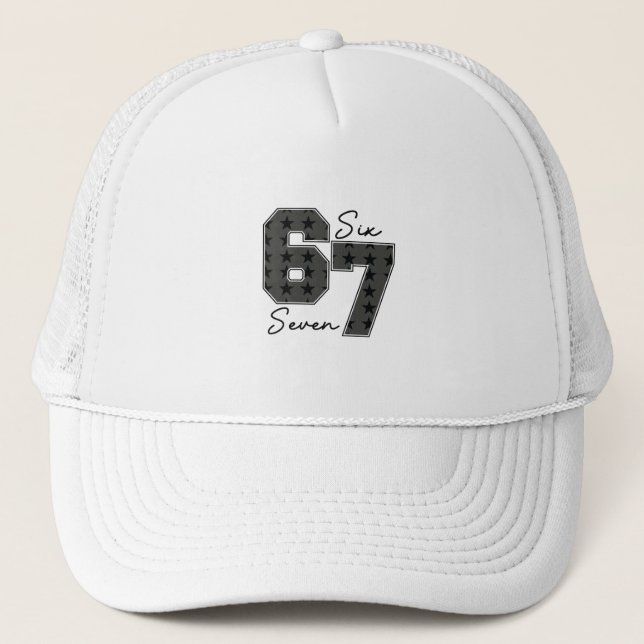 67 Star Pop Culture Vibe Trendy Trucker Hat (Front)