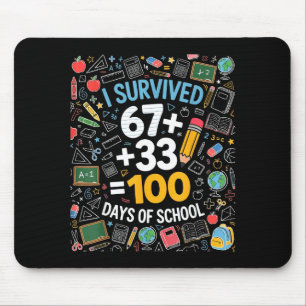 67 survived 100 days of school 6 7 100th day kid mouse mat