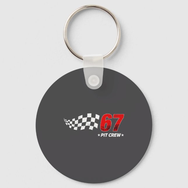67 T Crew Six Seven Racing Birthday Race Car For D Key Ring (Front)