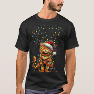67 Tabby Orange Cat Christmas Santa Hat Six Seven  T-Shirt