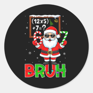 67 Teacher Christmas Santa Six Seven Meme Math Equ Classic Round Sticker