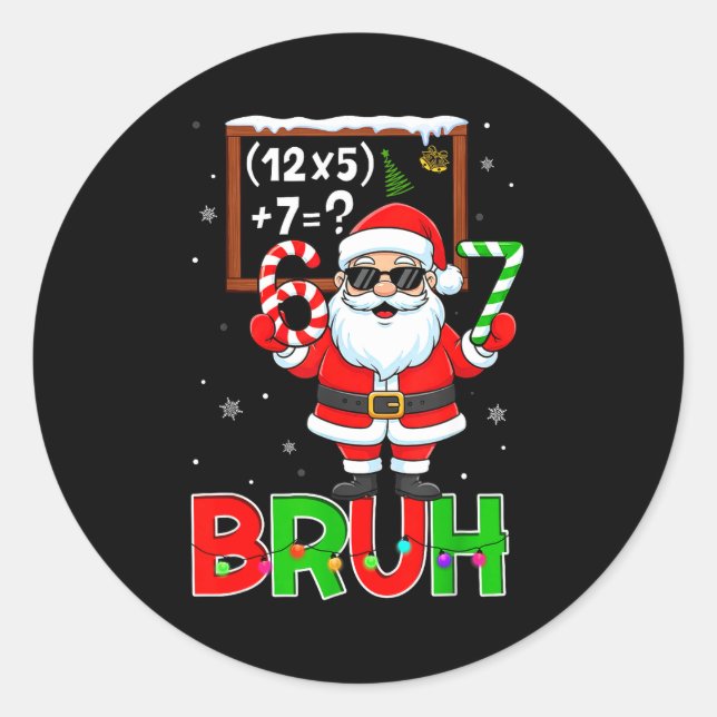 67 Teacher Christmas Santa Six Seven Meme Math Equ Classic Round Sticker (Front)