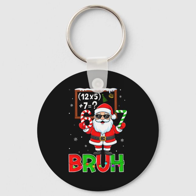 67 Teacher Christmas Santa Six Seven Meme Math Equ Key Ring (Front)
