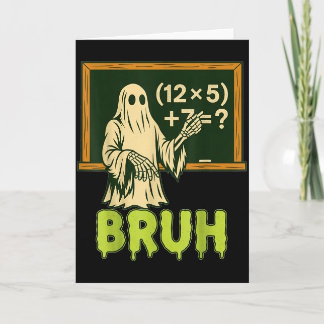 67 Teacher Halloween Ghost Six Seven Meme Brainrot Card (Front)