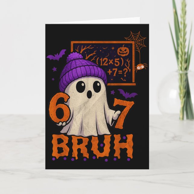 67 Teacher Halloween Ghost Six Seven Meme Math Equ Card (Front)