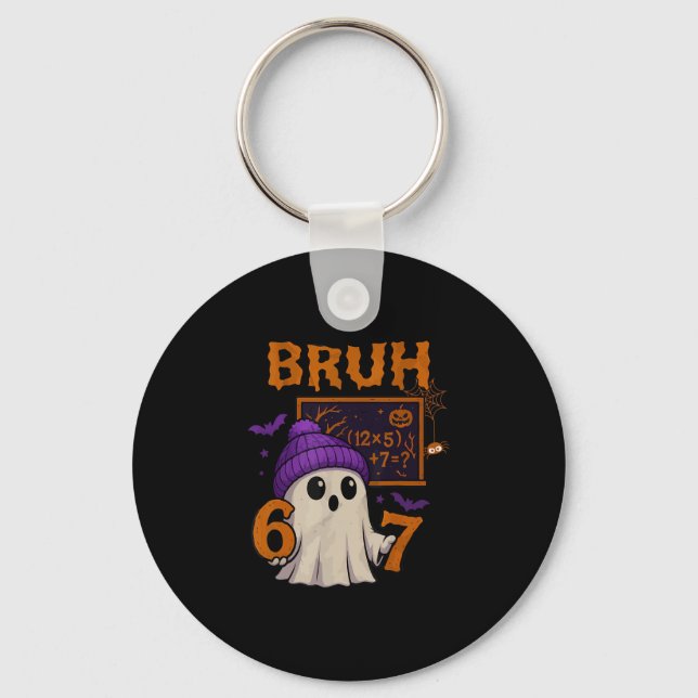 67 Teacher Halloween Ghost Six Seven Meme Math Equ Key Ring (Front)