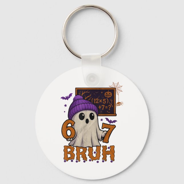 67 Teacher Halloween Ghost Six Seven Meme Math Equ Key Ring (Front)