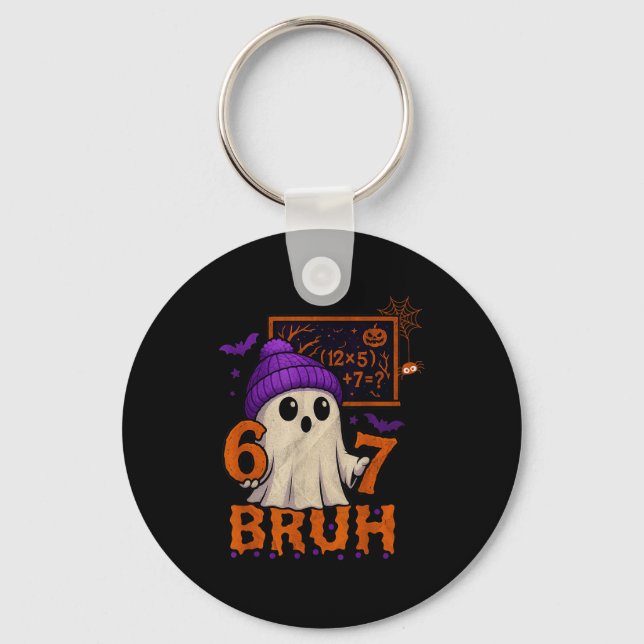 67 Teacher Halloween Ghost Six Seven Meme Math Equ Key Ring (Front)