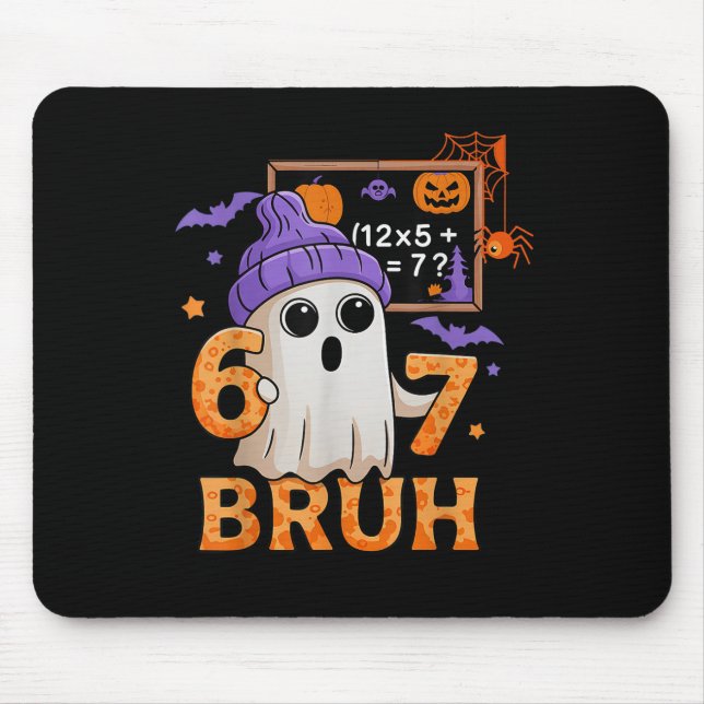 67 Teacher Halloween Ghost Six Seven Meme Math Equ Mouse Mat (Front)