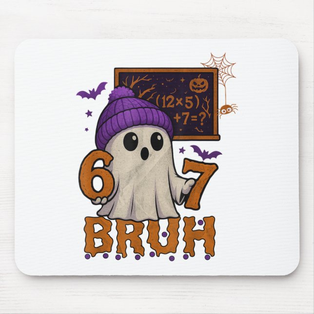 67 Teacher Halloween Ghost Six Seven Meme Math Equ Mouse Mat (Front)