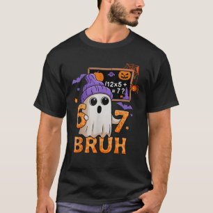 67 Teacher Halloween Ghost Six Seven Meme Math Equ T-Shirt