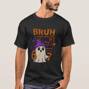 67 Teacher Halloween Ghost Six Seven Meme Math Equ T-Shirt
