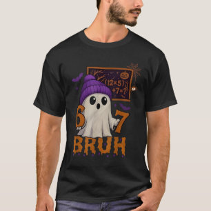 67 Teacher Halloween Ghost Six Seven Meme Math Equ T-Shirt