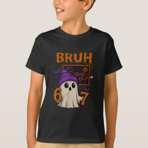 67 Teacher Halloween Ghost Six Seven Meme Math Equ T-Shirt