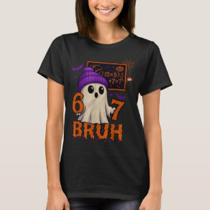 67 Teacher Halloween Ghost Six Seven Meme Math Equ T-Shirt