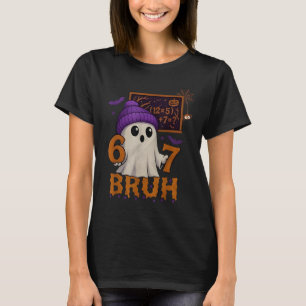 67 Teacher Halloween Ghost Six Seven Meme Math Equ T-Shirt