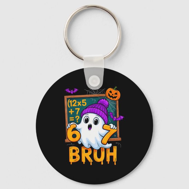 67 Teacher Halloween Ghost Six Seven Meme Math Hum Key Ring (Front)
