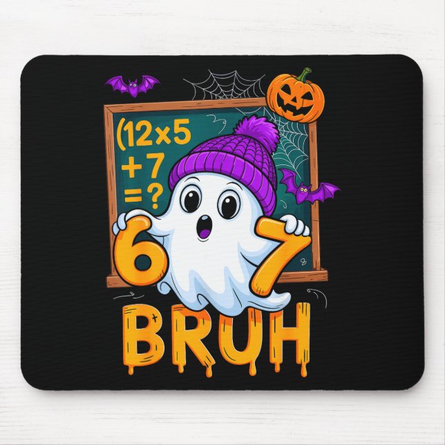 67 Teacher Halloween Ghost Six Seven Meme Math Hum Mouse Mat (Front)