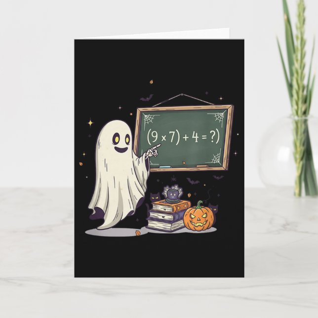 67 Teacher Halloween Ghost Six Seven Meme Math Jok Card (Front)