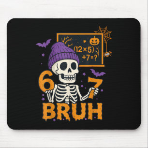 67 Teacher Halloween Skeleton Six Seven Meme Brain Mouse Mat