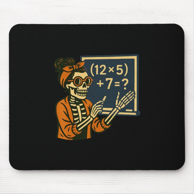 67 Teacher Halloween Skeleton Six Seven Meme Brain Mouse Mat (Front)