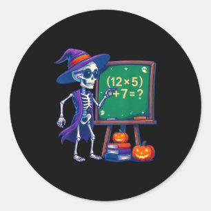 67 Teacher Halloween Skeleton Six Seven Meme Math  Classic Round Sticker