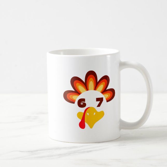 67 Thanksgiving Funny 6 7 Six Seven Turkey Social  Coffee Mug (Right)