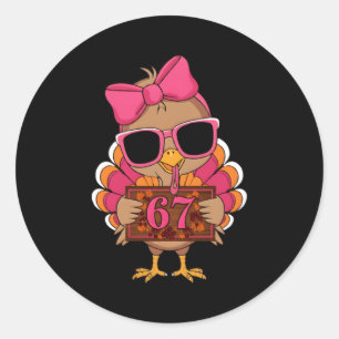 67 Thanksgiving Funny Turkey Family Thanksgiving 6 Classic Round Sticker