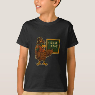 67 Thanksgiving Funny Turkey Math Teacher Six Seve T-Shirt