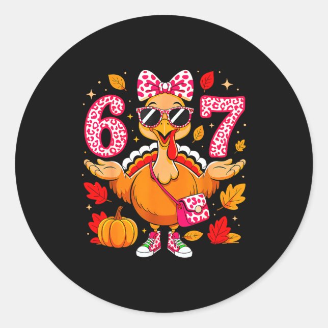 67 Thanksgiving Funny Turkey Thanksgiving 67 Turke Classic Round Sticker (Front)