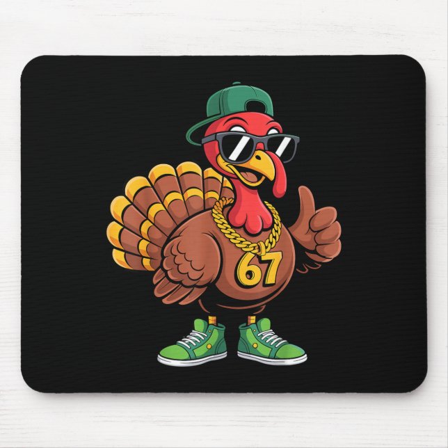 67 Thanksgiving Funny Turkey Wearing Cap Sungles S Mouse Mat (Front)