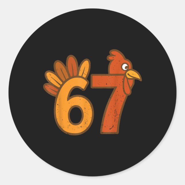 67 Thanksgiving Math Turkey Funny Brainrot Math Te Classic Round Sticker (Front)