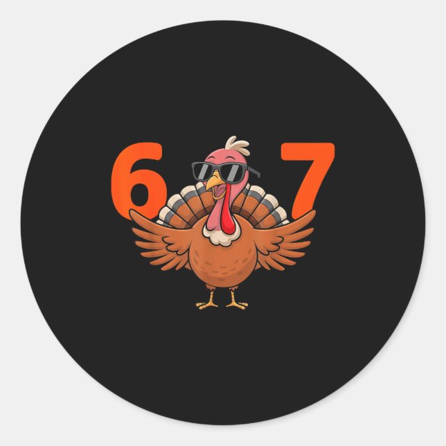 67 Thanksgiving Middle School 6 7  Classic Round Sticker (Front)