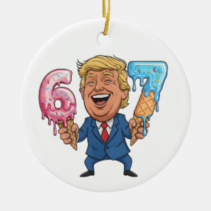 67 Trump Ice Cream Dripping Six Seven Ceramic Tree Decoration